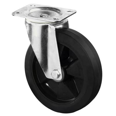 Lenkrolle mit Anschraubplatte Elastik-Vollgummi schwarz Rollenlager 200 mm 300 kg - L400.B60.200 - Bs Rollen