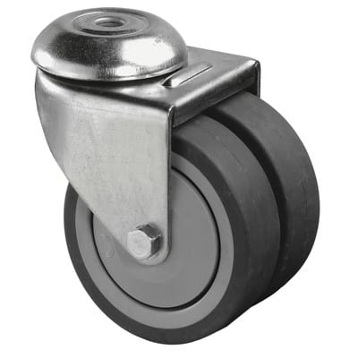 Bs-r Appar.-Doppelrolle, ohne Feststeller,Rad ø 75mm, Gummi, B101.A85