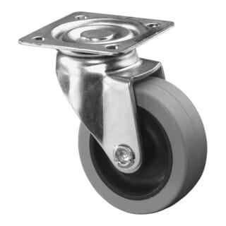 Lenkrolle Rad-Ø 50 mm Tragfähigkeit 35 kg mit Anschraubplatte grau