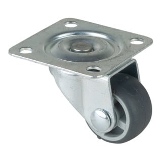 Lenkrolle 25mm 40x40mm Platte,GL,Gummirad F26.026