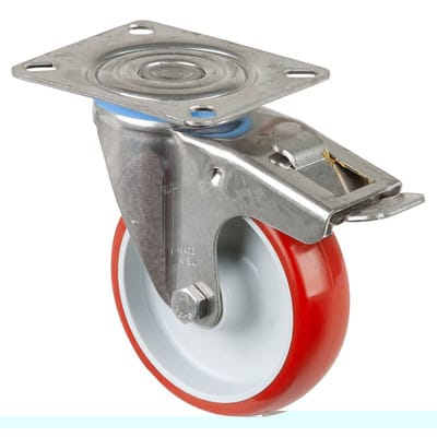 Bs Rollen - Lenkr. mit Fs. Polyue. / Edels. Rad-d 100mm 120 kg Tragfür