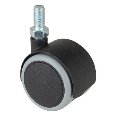 Bs Rollen - bs-r Kunststoffdoppelrolle, schwarz, weiche Lauffläche, Gewindestift M8x16