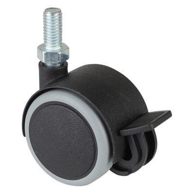 Bs Rollen - bs-r Kunststoffdoppelrolle m Festst. schw weiche Lauffläche Gewindestift M8x16