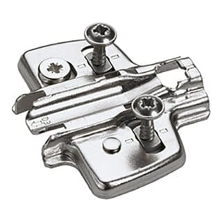 Hettich - Kreuzmontageplatte Stahl vernickelt D=5,0 mm ø 5 x 7,5 mm mit Pilotzapfen und Spezialschrauben