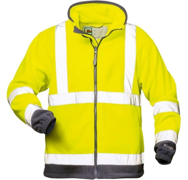 Valentin Warnschutzfleecejacke Elysee Gelb/Marine en 471/3, Polarfleece, Gr.3XL