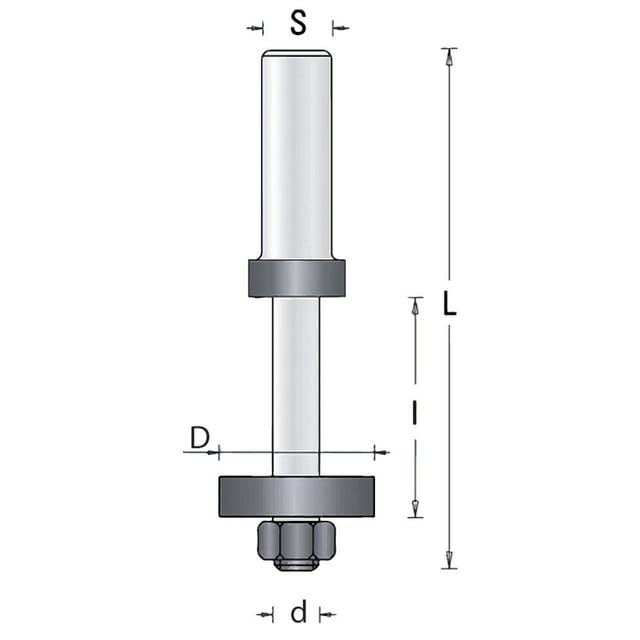 Aufnahmedorn einteilig mit Anlauflager D16 d8 S8 - Guhdo