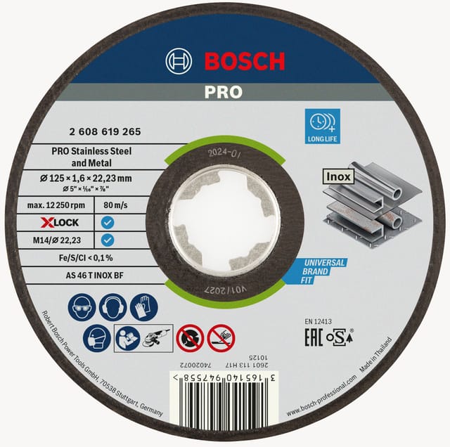 Bosch PRO Stainless Steel and Metal X-Lock Trennscheibe 125 x 1,6 x 22,23 mm - 2608619265