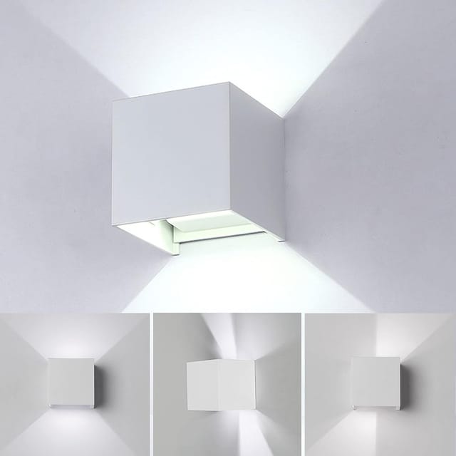 Wandlampe Led Dimmbar, 12w Weiß Aluminum Modern Wandleuchte Innen Licht Up Down Wandlicht Für Wohnzimmer, Flur, Balkon, Treppen (kaltweiss)