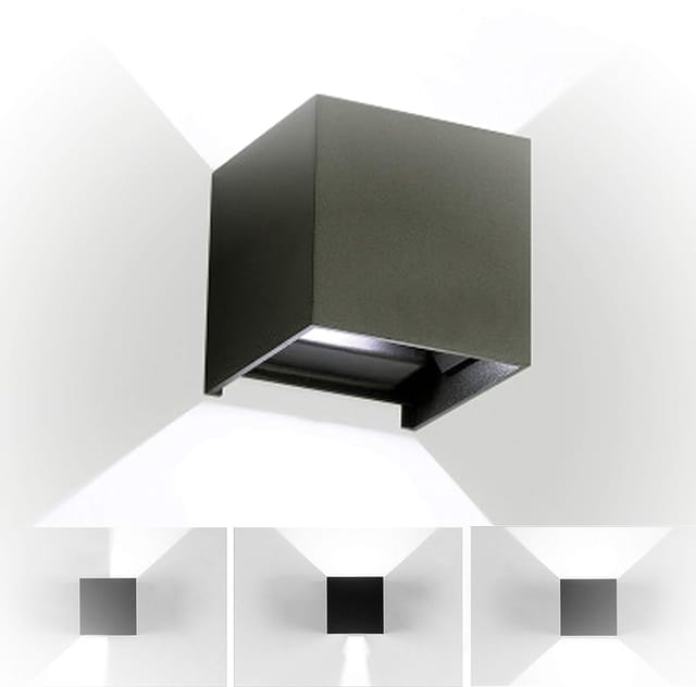 Wandlampe Led Dimmbar, 12w Schwarz Aluminum Modern Wandleuchte Innen Licht Up Down Wandlicht Für Wohnzimmer, Flur, Balkon, Treppen (kaltweiss)