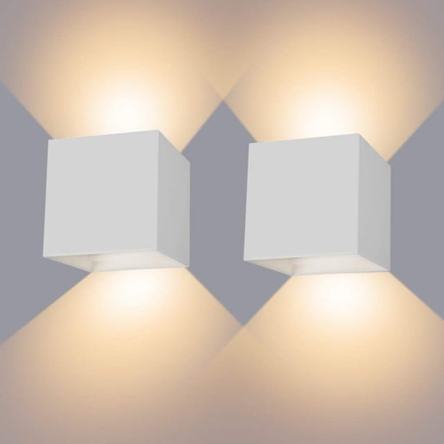 2 Stück Wandlampe LED Dimmbar, 7W Aluminum Modern Wandleuchte Innen Licht up Down Wandlicht für Wohnzimmer, Flur, Balkon, Treppen - Warmweiß (Weiß)