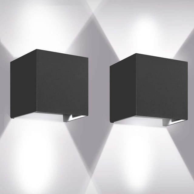 12w Schwarz LED Wandleuchte Moderne Wandlampe Kaltes Weiß Aluminium Kronleuchter für Restaurant Cafe Büro Gang(2PCS)