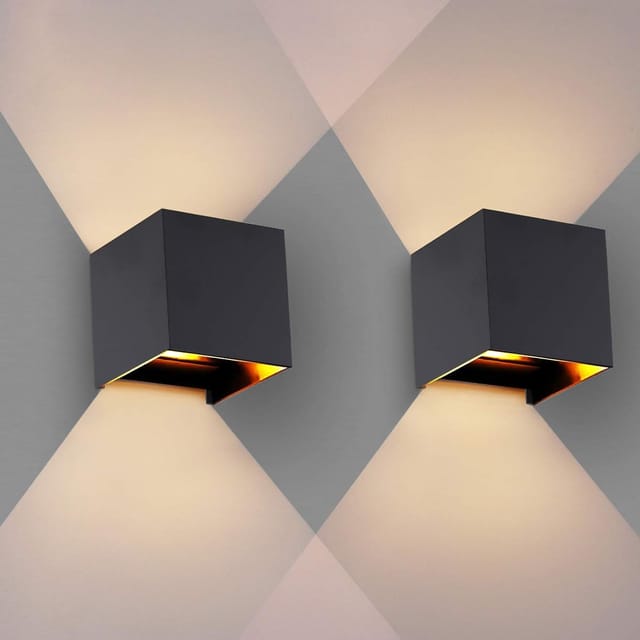 12w Schwarz LED Wandleuchte Moderne Wandlampe Warmweiße Aluminium Kronleuchter für Restaurant Cafe Büro Gang(2PCS)