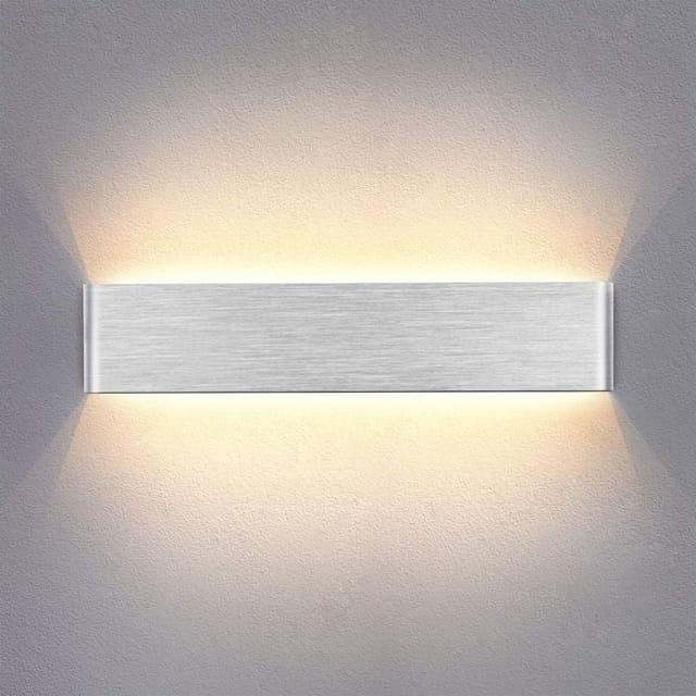14W LED Innenwandleuchte 40cm Warmwei Wandleuchte, Schlichtes Design Silbergrau geb��rstet f��r Schlafzimmer Wohnzimmer Badezimmer