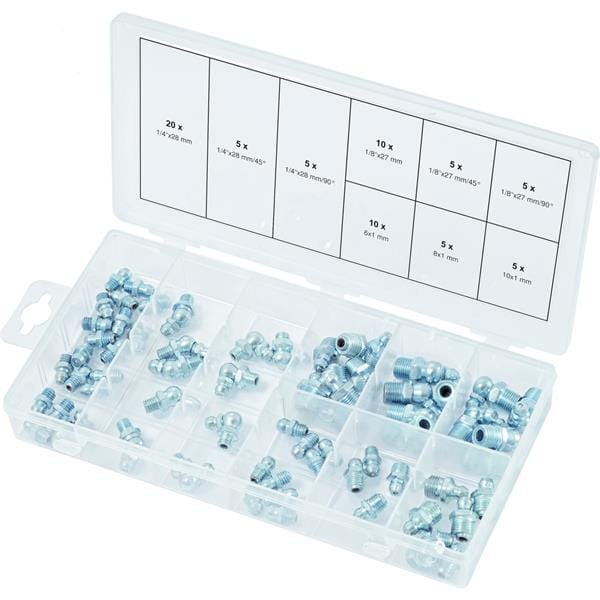 Sortiment Schmiernippel, metrisch & Zoll, 70-tlg