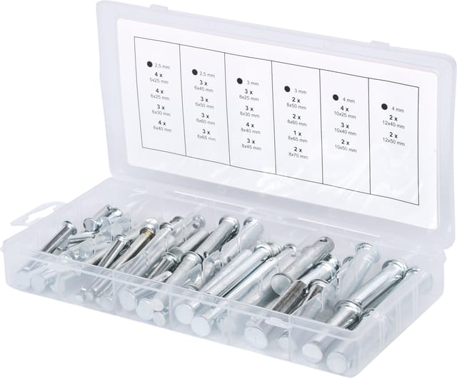 Sortiment Sicherungsbolzen, ø 5-12mm, 21 Größen, 60-tlg