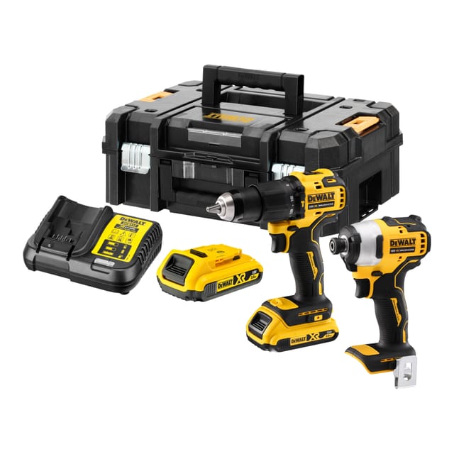 Dewalt - Werkzeuge - 18V Akku-Schlagbohr- und Schlagschrauber-Set, 2x 2,0 Ah Li-Ion Akku, Ladegerät DCK2062D2T