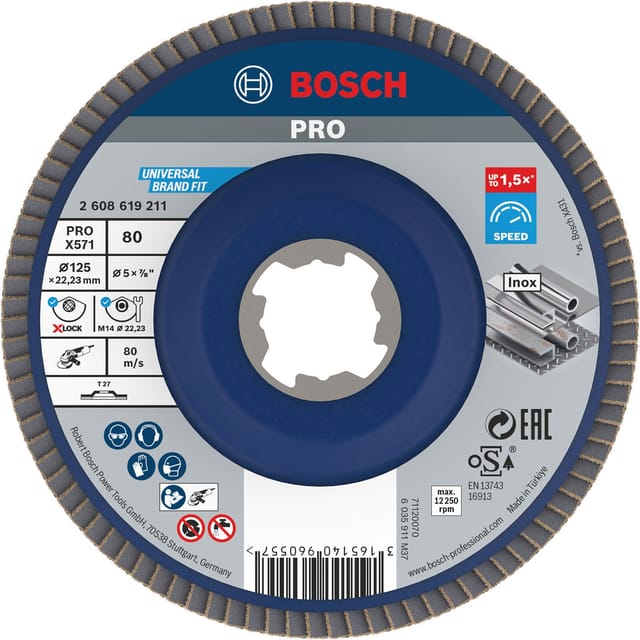 Bosch - pro X571 X-Lock Fächerschleifscheibe 125 mm G80 - 2608619211