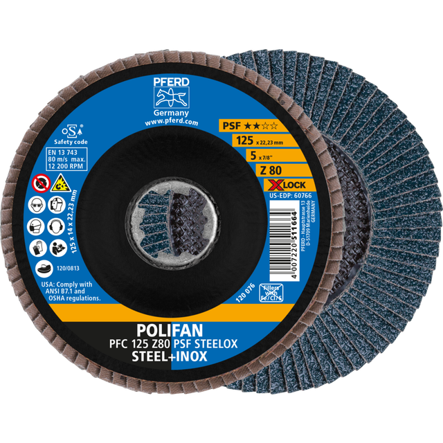 Fächerschleifscheibe X-LOCK STEELOX K80PSF 125mm Pferd
