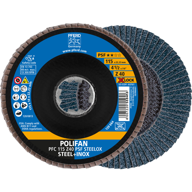 Fächerschleifscheibe x-lock steelox K40PSF 115mm Pferd