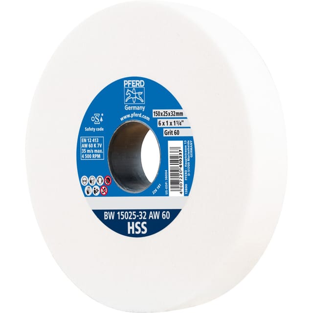 Pferd - Schleifbockscheibe ø 150x25 mm Bohrung-Ø 32 mm A60 zum Schärfen von HSS-Bohrern