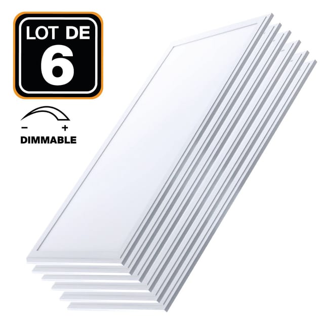 6 Dalles led 40W 120x30 dimmable Blanc Froid 6000k