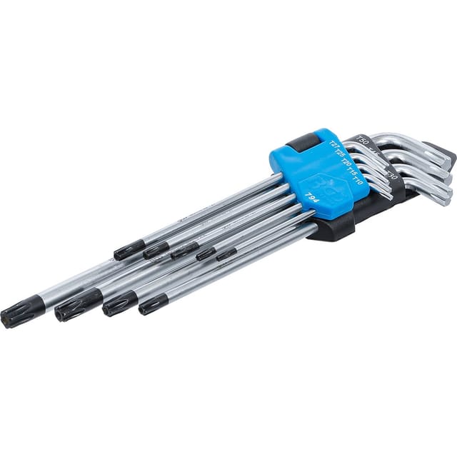 Bgs Technic - Winkelschlüssel-Satz extra lang T-Profil (für Torx) mit Bohrung T10 - T50 9-tlg.