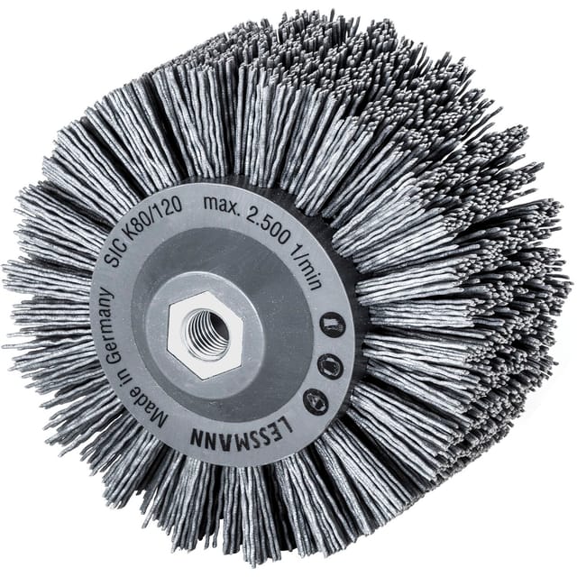 Lessmann ® - Lessmann Rundbürste gestanzt 140 mm Schleifborsten mit Siliziumcarbidkorn