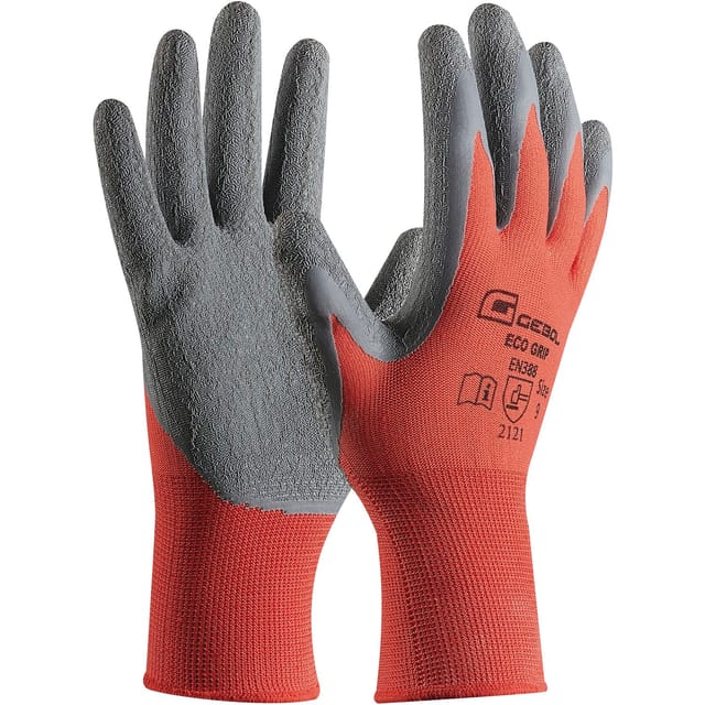 Handschuh Eco Grip Größe: 9 grau-orange Arbeitshandschuhe Schutzhandschuhe - Gebol