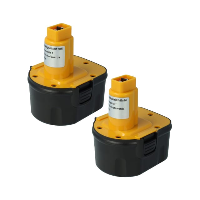2x Akku kompatibel mit Dewalt DC845KA, DC940KA, DC945KB, DC980KA, DC980KB, DE9071 Elektrowerkzeug (2000mAh NiMH 12 v) - Vhbw