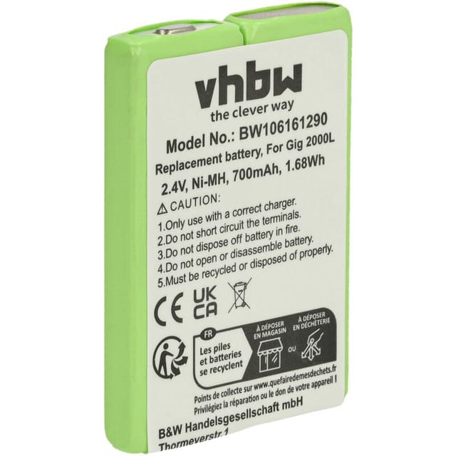 Vhbw - Akku kompatibel mit Telia Free 3001, 3000 schnurlos Festnetz Telefon (700 mAh, 2,4 v, NiMH)