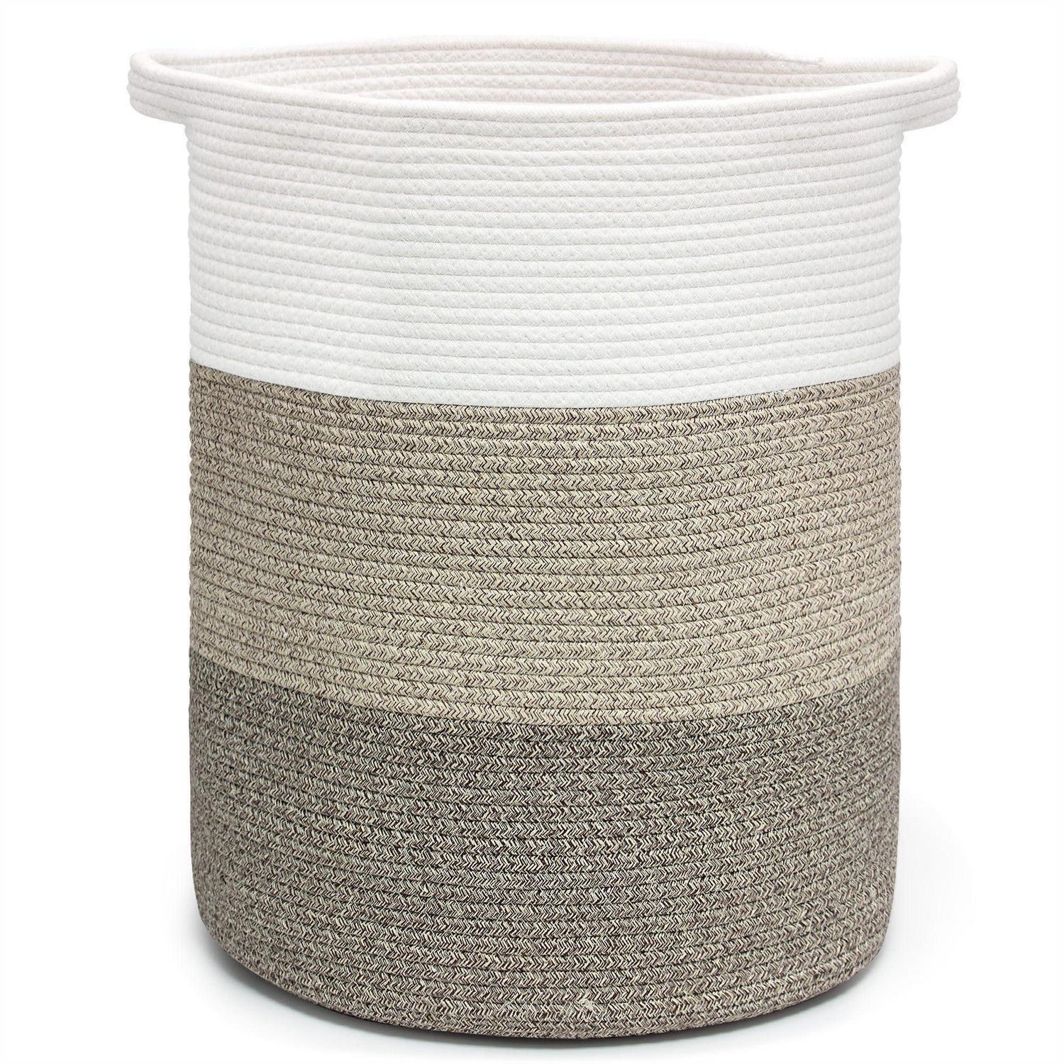 Geflochtener Wäschekorb Mit Henkel, Faltbar, Baumwolle, 37x37x50cm, Braun