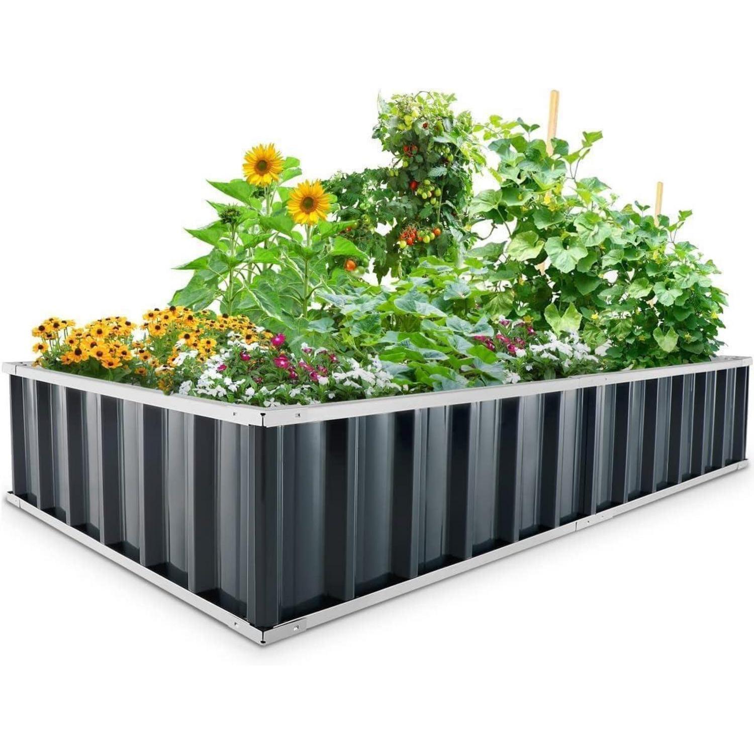 Hochbeet Metall 174x90x30cm Grau Mit Pflanzetiketten & Handschuhen