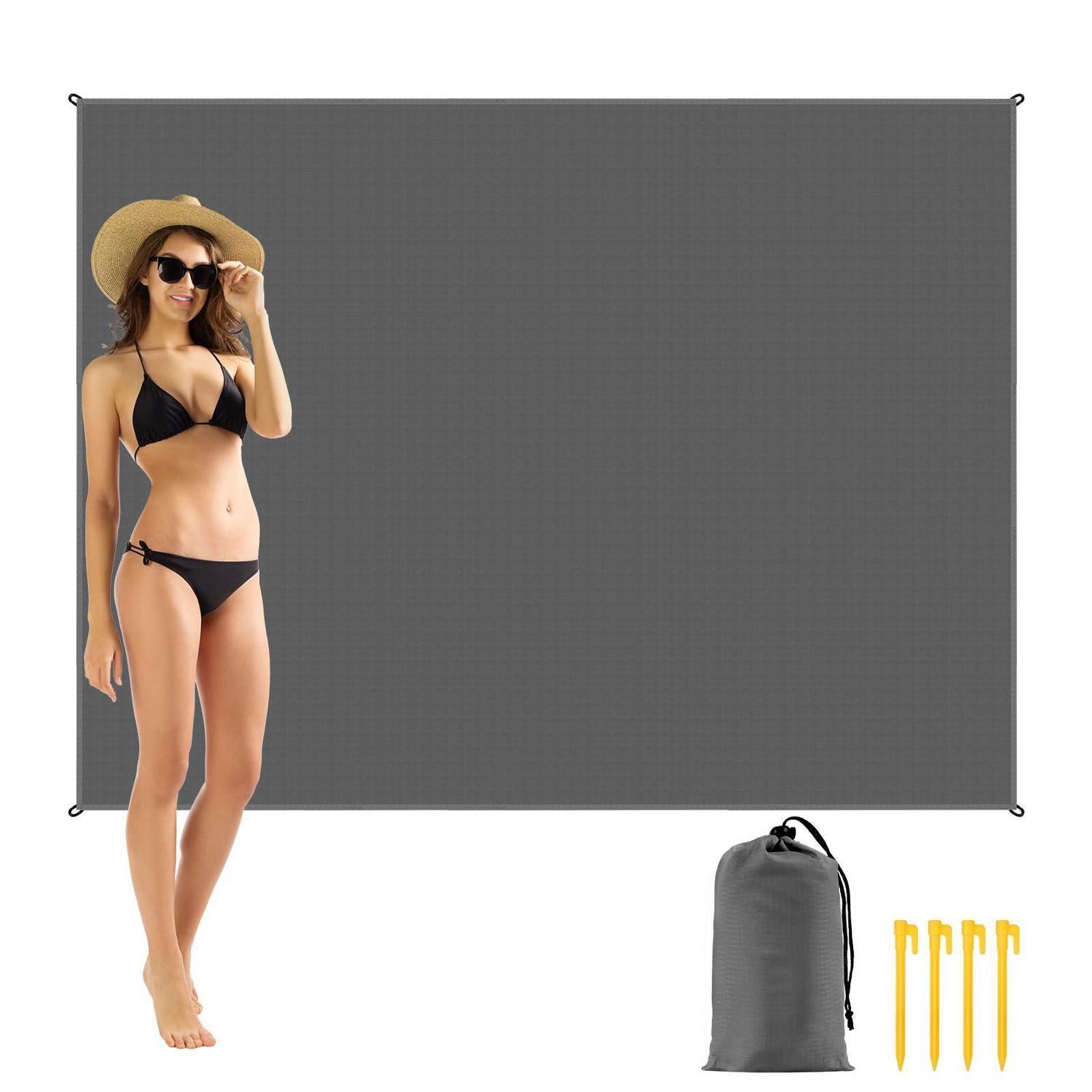 Stranddecke Sandfrei 200x140cm Wasserdicht Ultraleicht Picknickdecke Camping Outdoor Schwarz