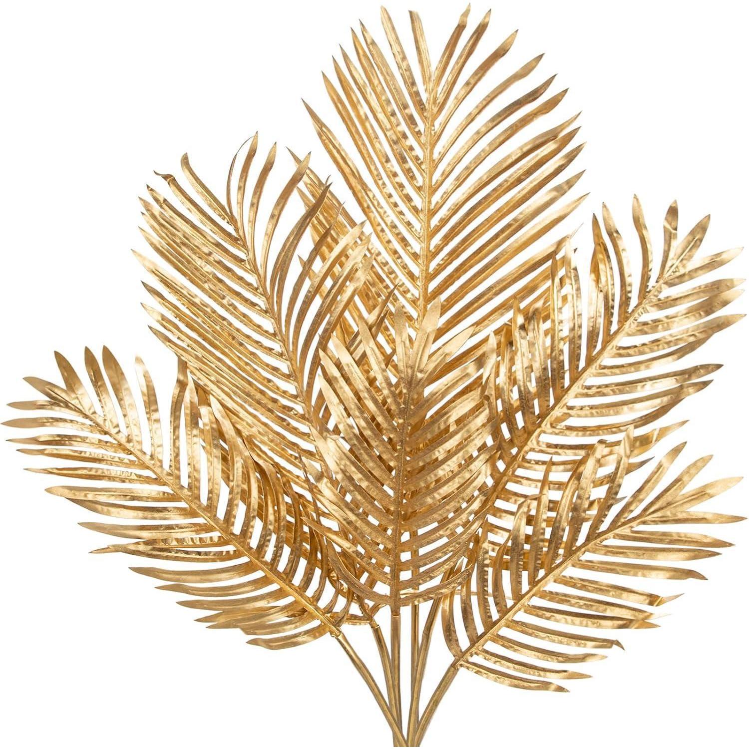 Künstliche Palmwedel Gold, Textilfaser, 31-45cm, Set Mit 5/6 Stück