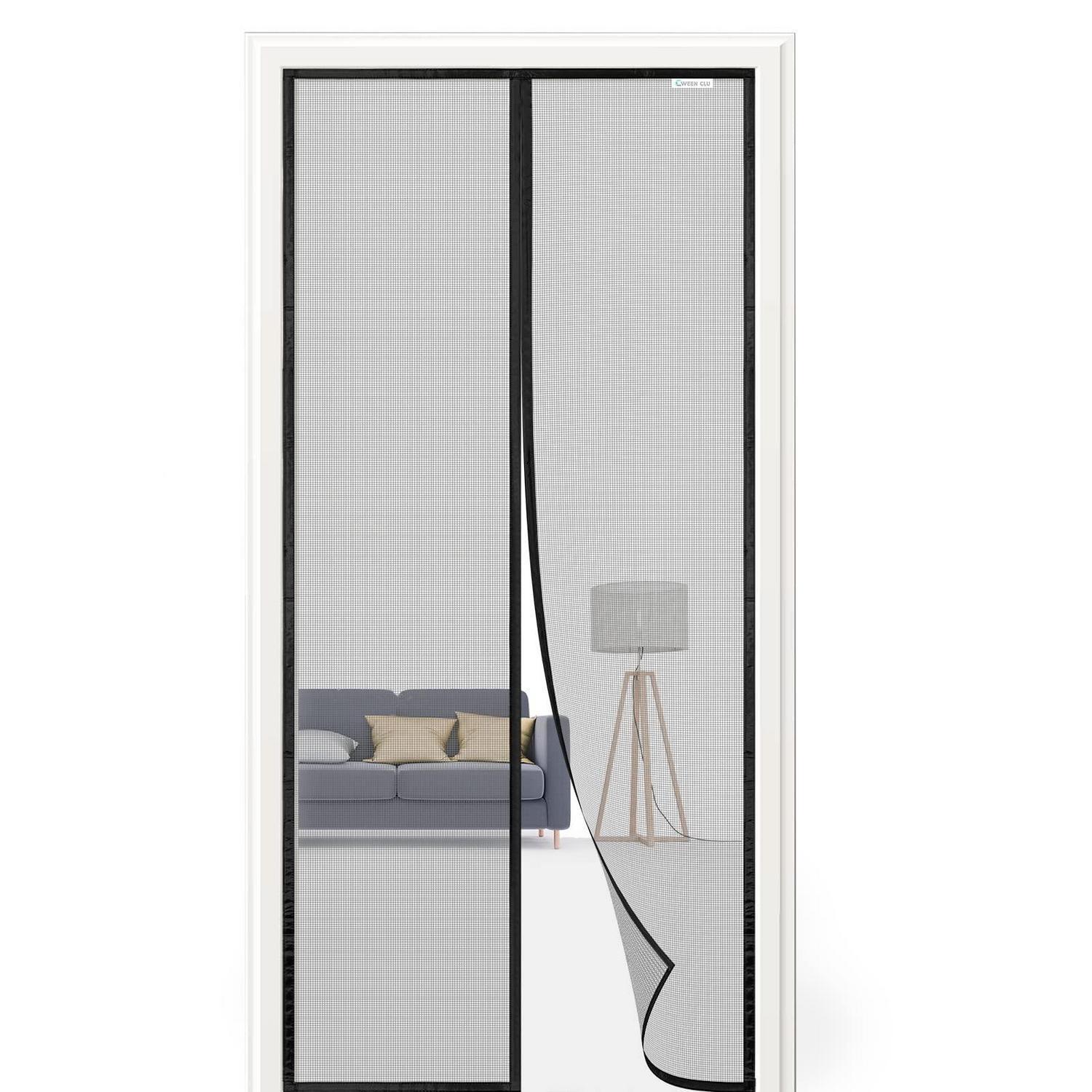 Magnet Fliegengitter Tür 80x235cm Schwarz, Balkontür, Ohne Bohren