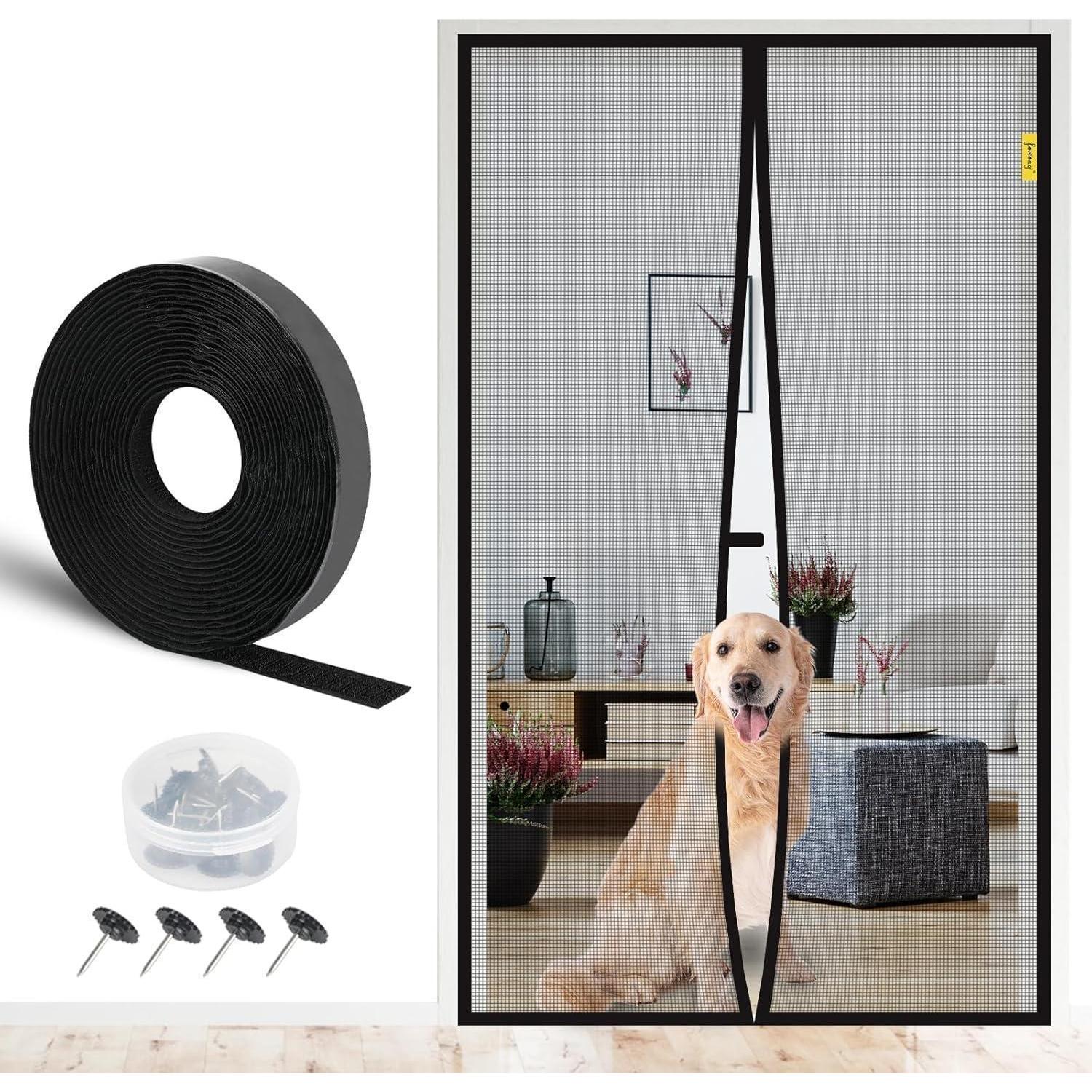 Magnet Fliegengitter Für Balkontür 190x230 Cm, Insektenschutz Mit Klettverschluss, Schwarz