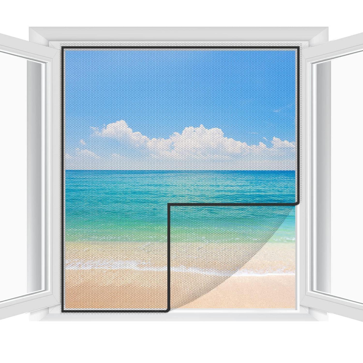 Fliegengitter Fenster 2er Set 180x150cm, Zuschneidbar, Klebemontage, Insektenschutz