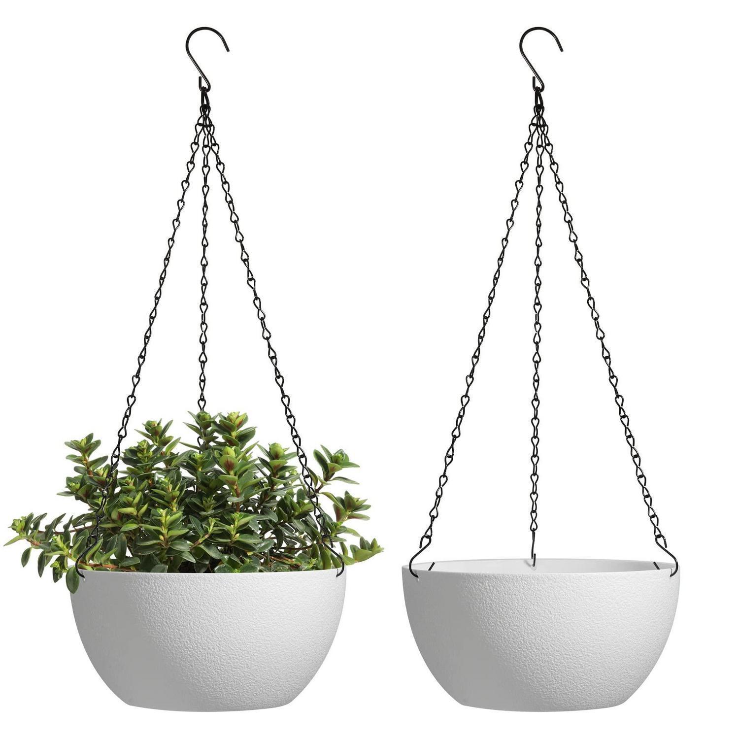 Hängender Blumentopf 2er Set, Ø25cm, Weiß, Blumenampel Mit Kette Für Innen & Außen