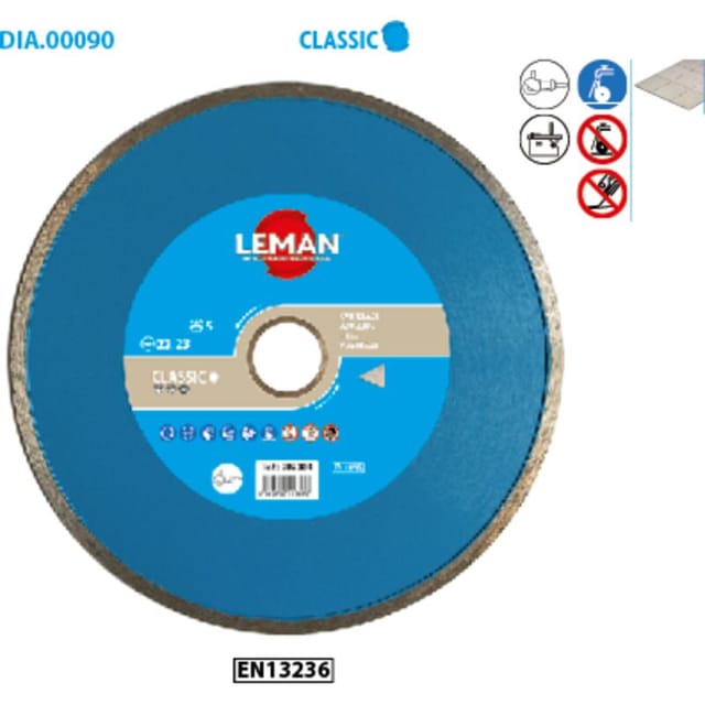 Diamantscheibe mit durchgehendem Felgenrand - d. 115 x Ep. 1.9 x Al. 22.23 mm - ht. 5 mm - Fliesen Leman 901154