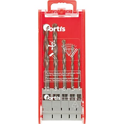 Allzweckbohrer-Set 5-tlg. 4, 5, 6, 8, 10x120 mm - Fortis