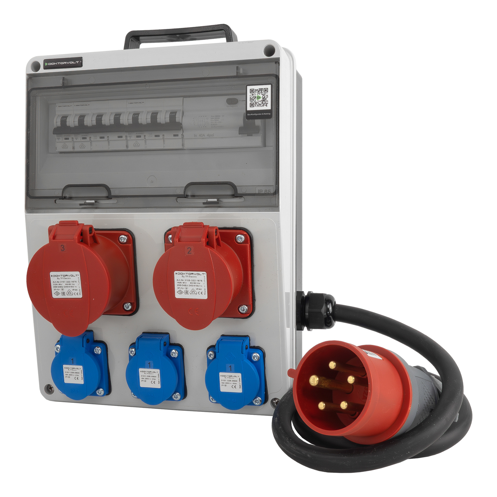 Bauverteilerkasten Cas 3x230v 32a16a Doktorvolt Dv-8133-f