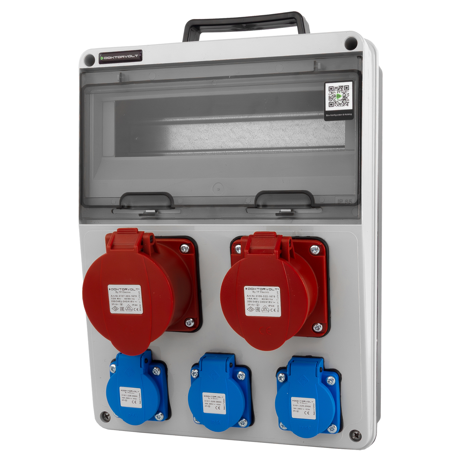 Bauverteilerkasten 16a 32a Cee 2x230v Erbetka Mit Griff Doktorvolt Cas Dv-8102-f