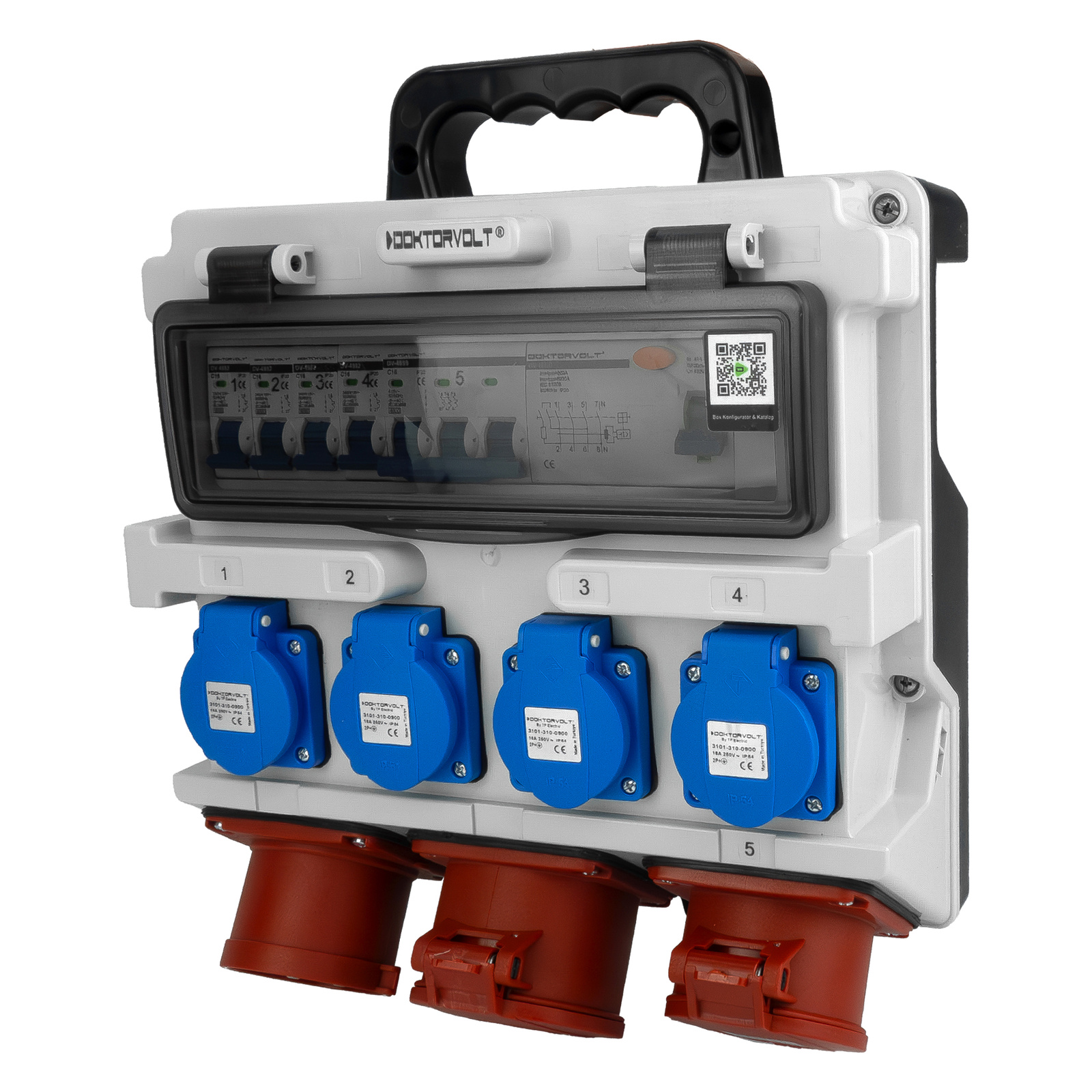 Baustellenverteilerkasten 16a 32a 4x230v Abgesichert Mit Cee-stecker Doktorvolt Tr-s/fi