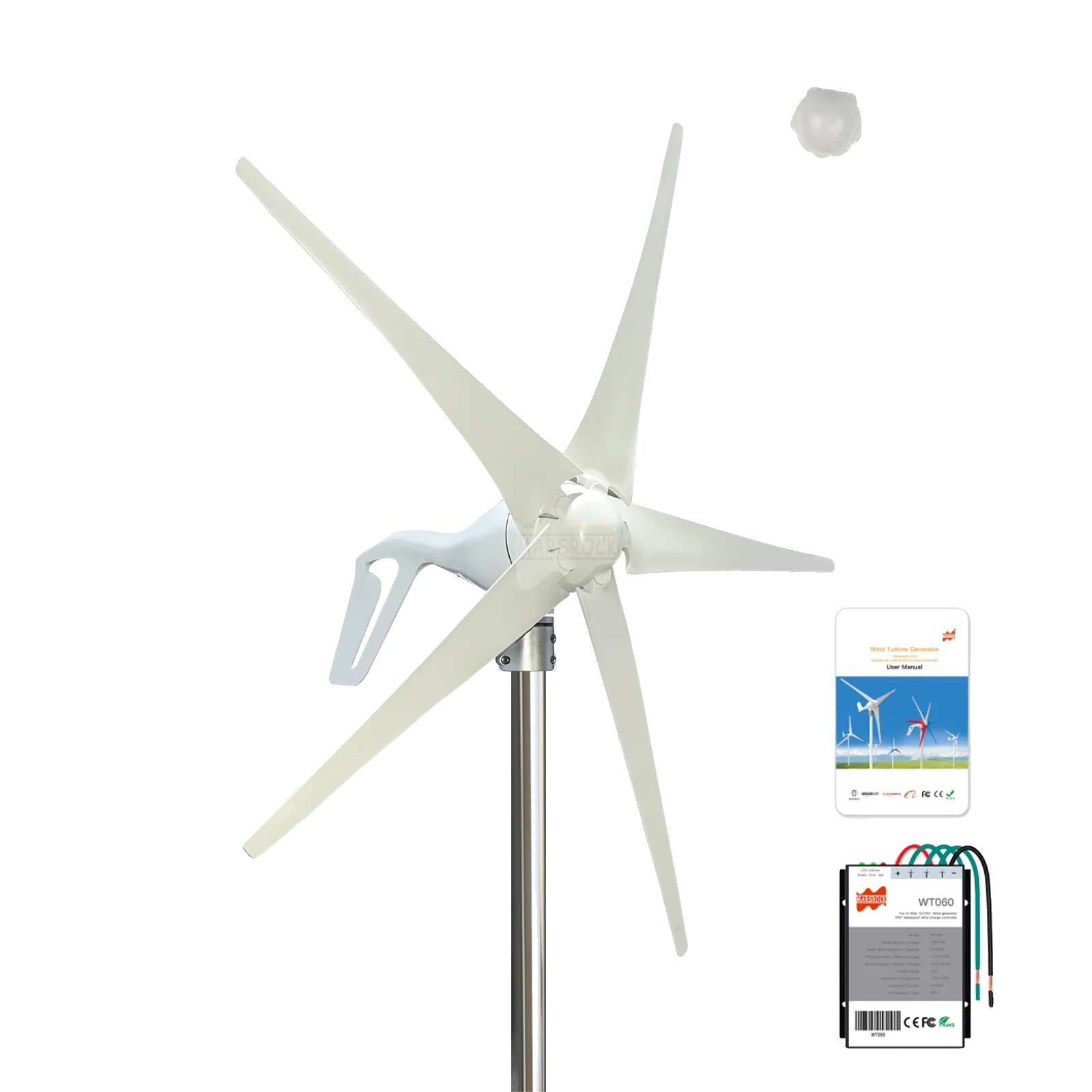 Windkraftanlage, Flexible Flügelkonfiguration, Hocheffizientes Design, Rot, 35 Flügel, 600 W, 12 V