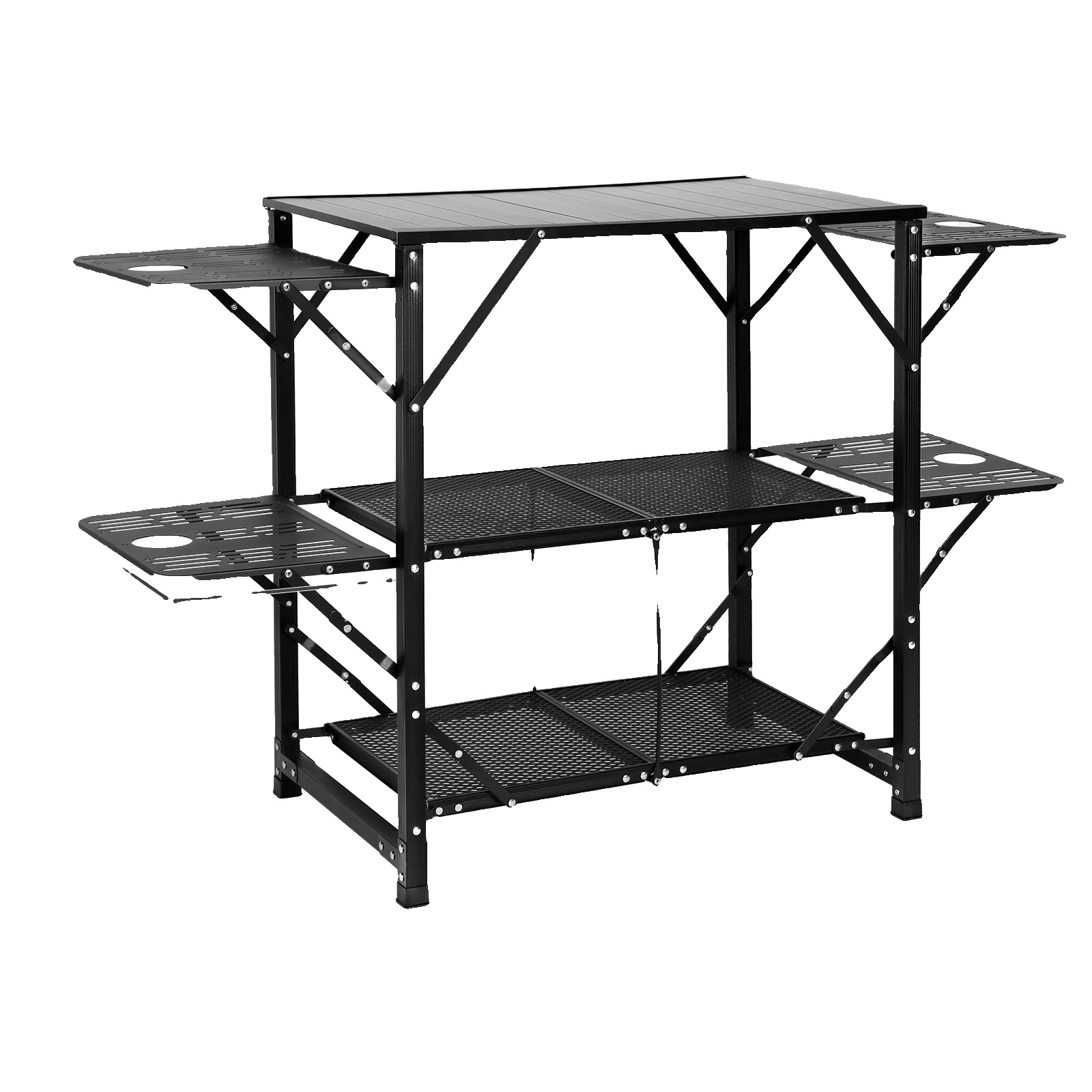 Campinggrill, Regulierbare Hitze, Tragbares Design, Schwarz