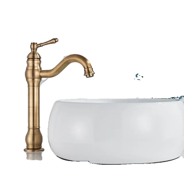 Einhebel-waschtischarmatur Mit Wasserfall-effekt, Goldrand