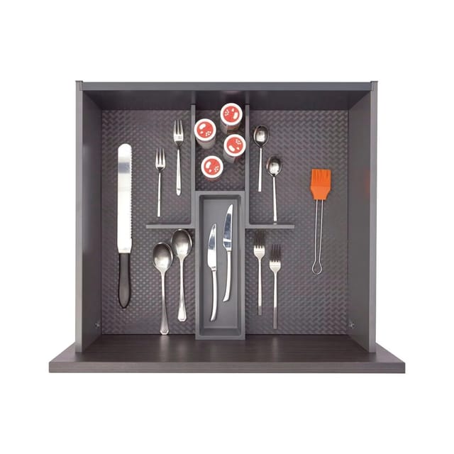 Besteckeinsatz mit Trenner Basis-Set 5 Tiefe 500/550mm, dunkelgrau - Ninka