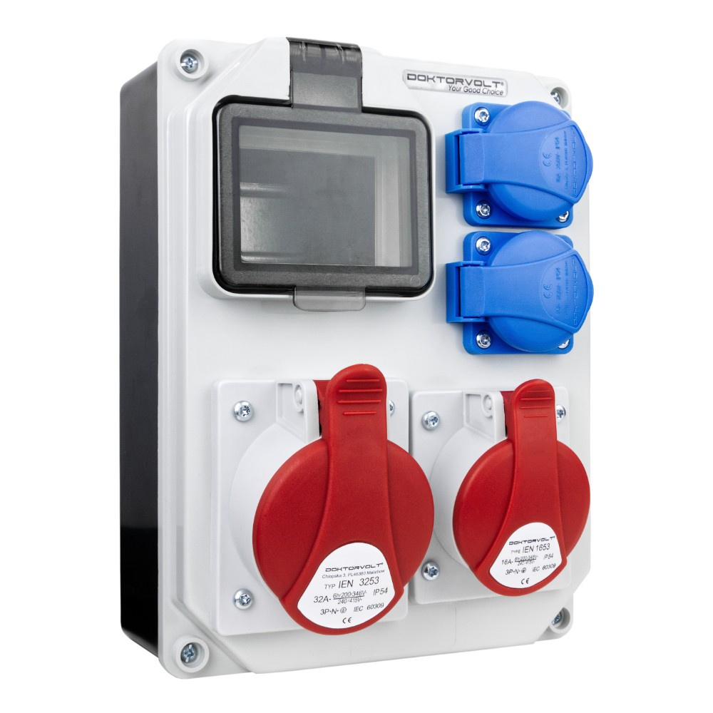 Gebäudeverteiler Hl 32a 16a 2x230v Schuko Doktorvolt 5347