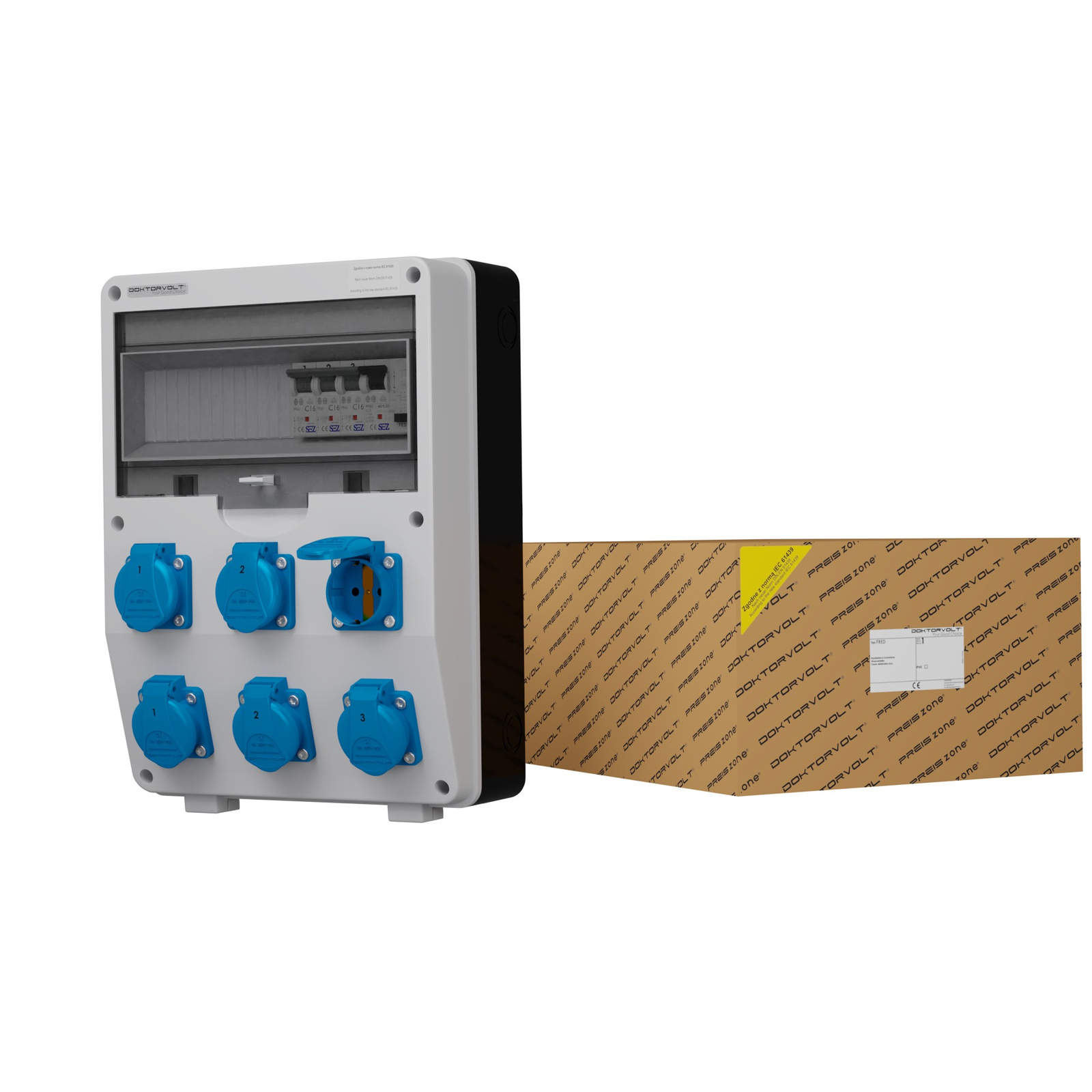 Gebäudeverteilerkasten 6x230v Dv-s/fi Schuko Doktorvolt 1769