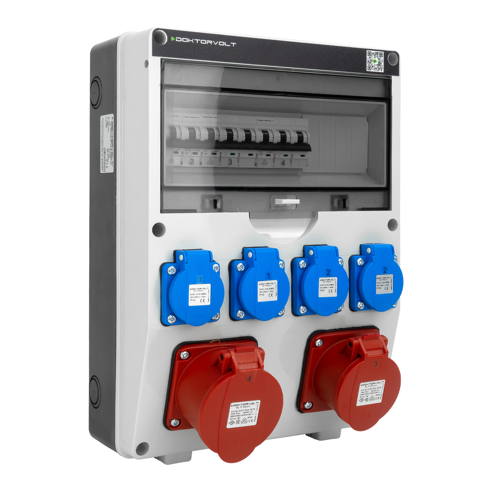 Gebäudeverteilerkasten 32a 16a 4x230v Mit Leitungsschutzschalter Tgd-s Doktorvolt Dv-6036-d